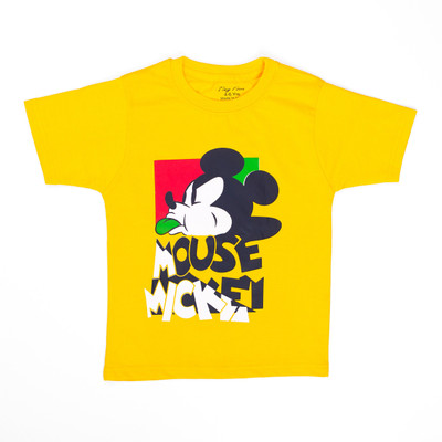 TINY TOON Girls Casual Cotton Blend Top(Yellow, Pack of 1)