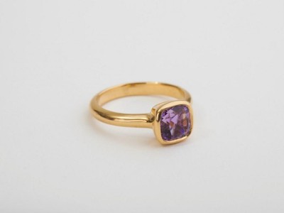 RATAN BAZAAR Amethyst Gemstone Ring For Man and Women Copper Amethyst Gold Plated Ring