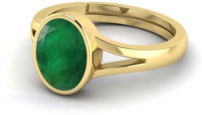 Sidhi shree Natural 14.25 Ratti Emerald Panna Gem Stone With Leb Certificate Brass Emerald Brass Plated Ring