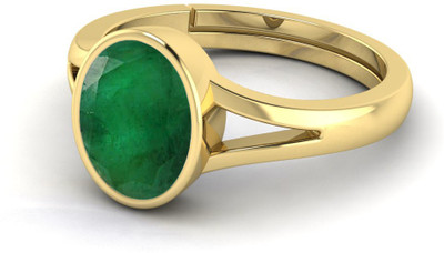 TODANI JEMS Certified 9.25 Ratti 8.62 Carat Emerald Panna Gemstone For Women's and Men's Brass Ring