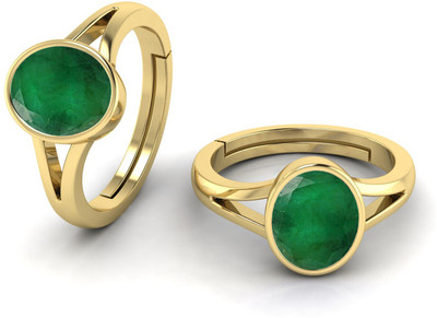 Pranjal Gems Original 9.25 Ratti Emerald Panna Gem Stone Ring With Leb Certificate Brass Emerald Ring