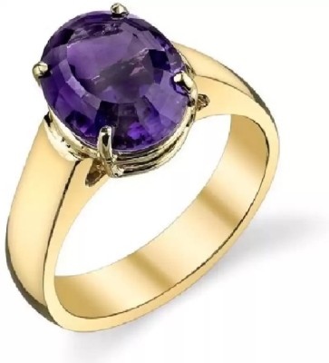 RATAN BAZAAR Most Demanded Amethyst Gemstone Ring For Women Copper Amethyst Gold Plated Ring