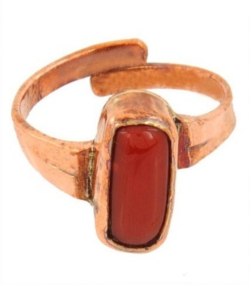 Jaipur Gemstone Copper Coral Gold Plated Ring