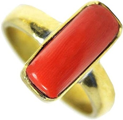 Jaipur Gemstone Copper Coral Gold Plated Ring