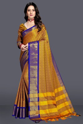 Miswa Woven Bollywood Cotton Silk Saree(Pack of 2, Gold)