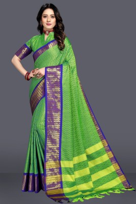 Dhami Woven Bollywood Cotton Silk Saree(Green)