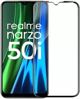HUGSY Edge To Edge Tempered Glass for Realme Narzo 50i(Pack of 1)