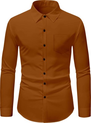 LUNGER Men Solid Casual Brown Shirt