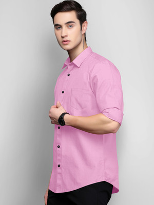 LUNGER Men Solid Casual Pink Shirt