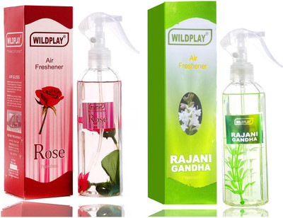 Wildplay Rose & Room Air Freshener Spray Rose 250ml room freshener 1pc. and Rajnigandha 250ml room freshener 1pc.(2 x 125 ml)