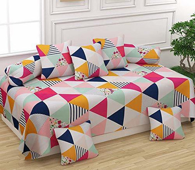 igi Polycotton Geometric Diwan Set(White)