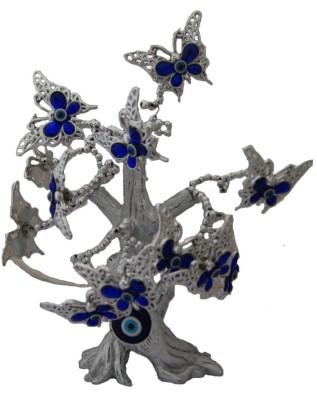 Divya Mantra Decorative Evil Eye Tree Amulet for Good Luck Charm Protection Feng Shui Decorative Showpiece  -  20 cm(Wood, Blue, Silver)