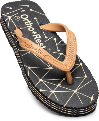 Ortho + Rest Men Soft Orthopedic Slipper for Men|Diabetic, Heel Pain Relief, Anti-Skid Daily Use Flip Flops(Black , 6)