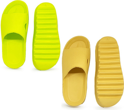 Ambit Men Slides(Green, Yellow , 9)
