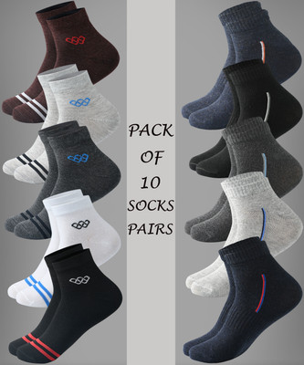 WOXEN Men Solid Ankle Length(Pack of 10)