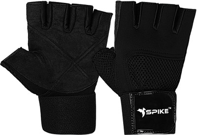 Spike Fitness Gym Gloves with Wrist Support Grip and for both Men and Women. Gym & Fitness Gloves(Black)