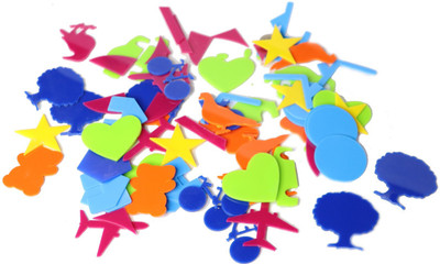 THE LABWORLD Shapes sizes 5x5 cm Made up of plastic for Art Drawing Shape Cutout set of 50 pcs Geometry,animal,tree,home Stencil(Pack of 50, Plain)