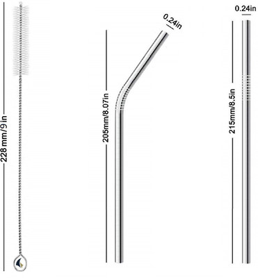YACHT Straight Drinking Straw(Silver, Pack of 1)