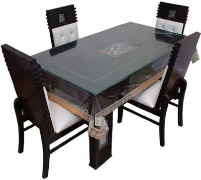 Dakshya Industries Self Design 6 Seater Table Cover(Silver, Plastic)