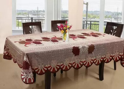 Dakshya Industries Self Design 6 Seater Table Cover(Red, Plastic)
