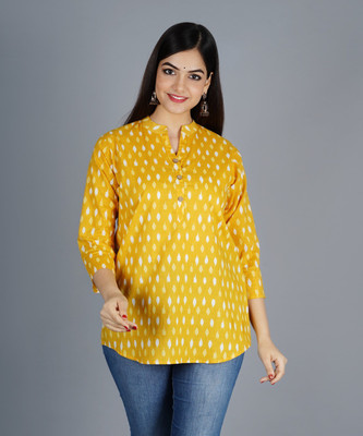 Kaashivi Casual Printed Women Yellow Top