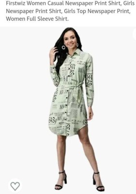 MAHAVIRA KNEE LENGTH KURTI Casual Printed Women Green Top