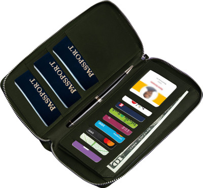 ABYS Slim passport holder for Men & Women 15 Card Holder(Set of 1, Green)