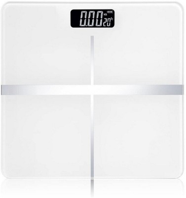 ELITEHOME Automatic White Digital Weight Machine with Thick Tempered Glass, Personal Weighing Scale(White)