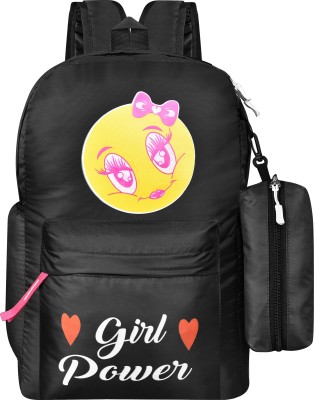 PLAYYBAGS SCHOOL BACKPACK FOR GIRLS | COLLEGE BAG | TUITION BAG | GIRL POWER (BLACK) 25 L 25 L Laptop Backpack(Black)