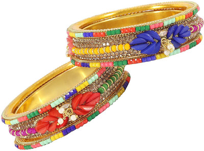 HOMOZE Metal Zircon Bangle Set(Pack of 6)