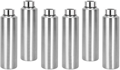 ATROCK 1000ml Stainless Steel Fridge Water Bottle 1000ml Set of 6 1000 ml Bottle(Pack of 6, Silver, Steel)