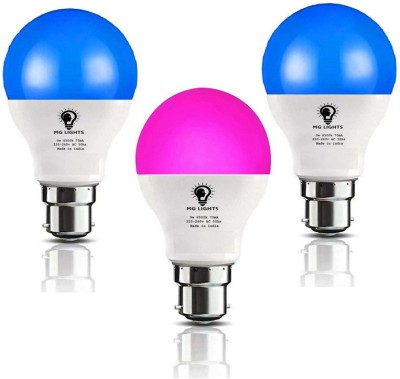 mg lights 9 W Round B22 LED Bulb(Blue, Pink, Pack of 3)