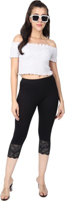 ORANGEDIVINE Women Black Capri