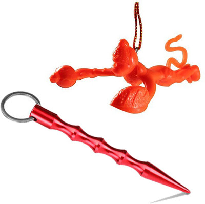daksh-e-store Lord Orange flying Hanuman Plastic + Brass Silver keychain Car Hanging Ornament(Pack of 2)