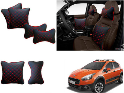 EXCHANGE CARTRENDING Red, Black Polyester Car Pillow Cushion for Fiat(Square, Pack of 1)