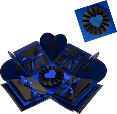 Crafted with passion Explosion Gift Box / Surprise Box Birthday Box Greeting Card(Blue, Pack of 1)
