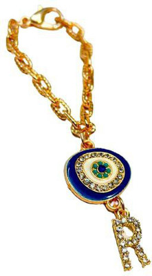 MOREL Watch Charm Evil Eye & R Initial Diamond Alphabet Pendant Ladies Bag Charm Metal Watch Charm