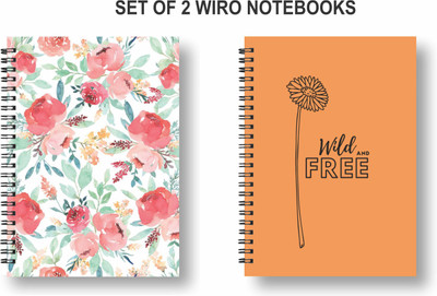 Papco wirebound Notebooks A5 Diary unuled 144 Pages(Multicolor, Red, Pack of 2)