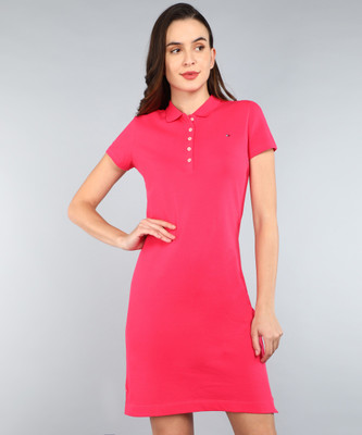 TOMMY HILFIGER Women T Shirt Pink Above Knee/Mid Thigh Length Dress