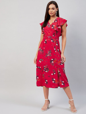 RARE Women A-line Gold Midi/Calf Length Dress