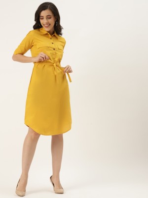 BRINNS Women A-line Yellow Dress