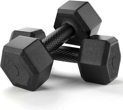 KSF Hexa Black PVC 5KG Hexa Dumbbell Set, 1 Pair Hex Dumbbells, Home Gym 5KG x 2PCS Adjustable Dumbbell(10 kg) deal from flipkart