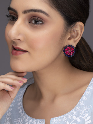 RUBANS Rubans Gold Toned Blue and Pink Stone Studs Alloy Stud Earring