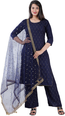 SHRI KRISHNA FABRIC Embellished Kurta, Palazzo & Dupatta Set