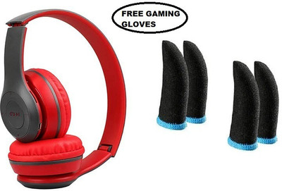 HIFY COMBO pack 2 pair pubg gloves with foldable wireless Bluetooth(Red, On the Ear)