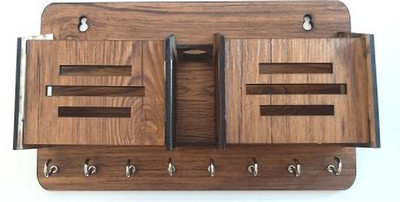 HOOVER CREATION double box key holder -09 Wood Key Holder(6 Hooks, Brown)