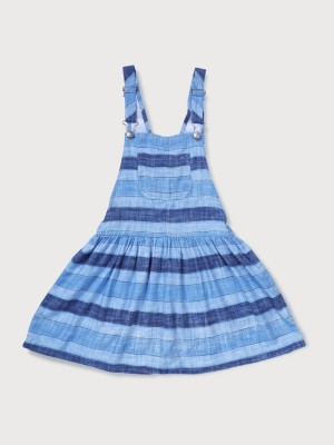 GINI & JONY Girls Midi/Knee Length Casual Dress(Blue, Sleeveless)