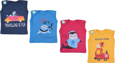 Funtus Vest For Baby Boys & Baby Girls Cotton Blend(Multicolor, Pack of 4)