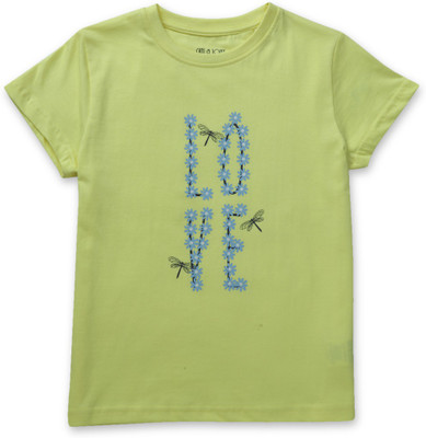 GINI & JONY Girls Casual Cotton Blend Top(Green, Pack of 1)