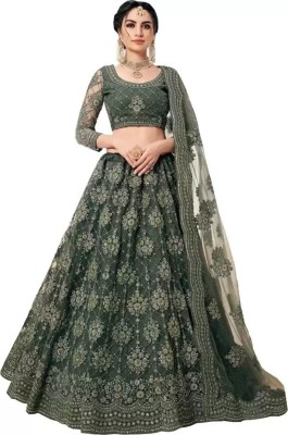 BHURAKHIY Embroidered Semi Stitched Lehenga Choli(Light Green)